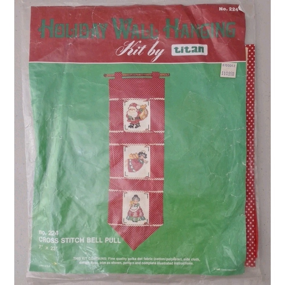 Vintage TITAN Holiday Stitchery Wall Hanging Kit No. 224 Christmas Cross Stitch
